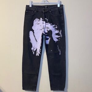 Boohoo Man Black and White Button Jeans Size 34